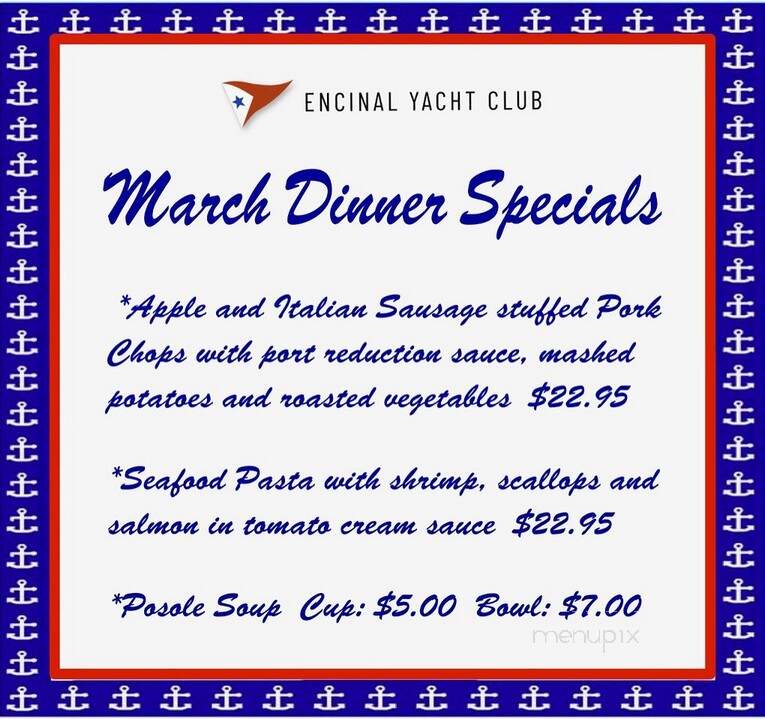 Encinal Yacht Club Dining Room - Alameda, CA menu_pic