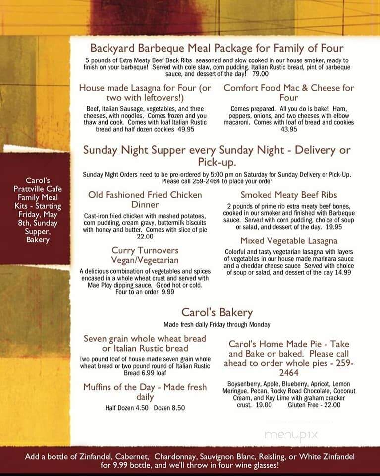 Carol's Cafe - Prattville, CA menu_pic
