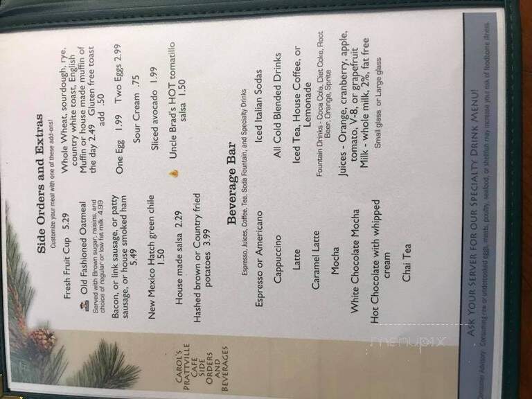 Carol's Cafe - Prattville, CA menu_pic