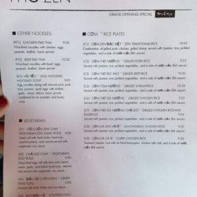 Pho Zen - Happy Valley, OR menu_pic