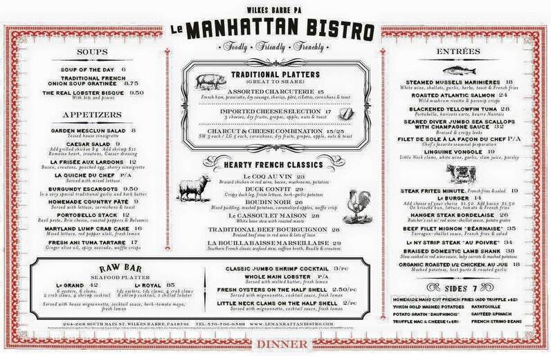 Le Manhattan Bistro - Wilkes-Barre, PA menu_pic