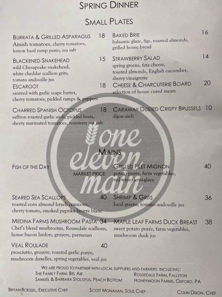 One Eleven Main - Bel Air, MD menu_pic