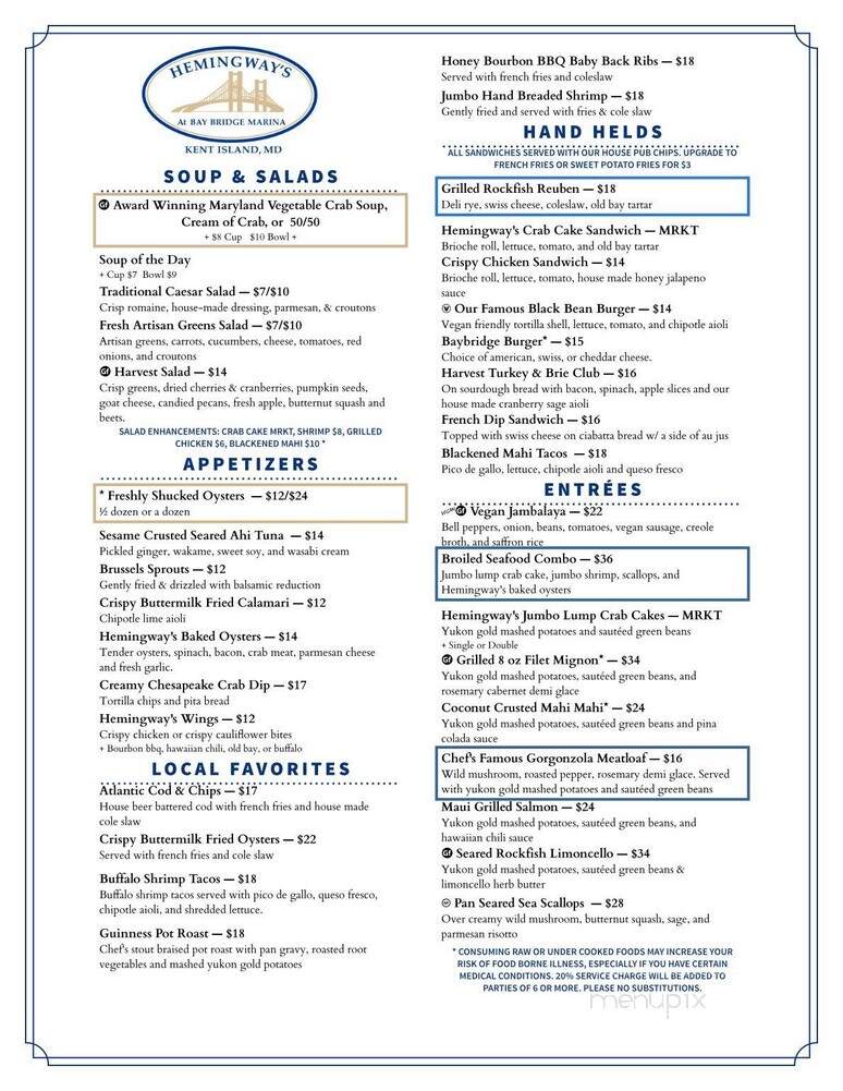 Hemingway's - Stevensville, MD menu_pic