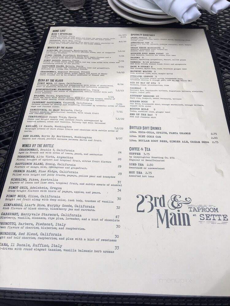 23rd & Main - Richmond, VA menu_pic