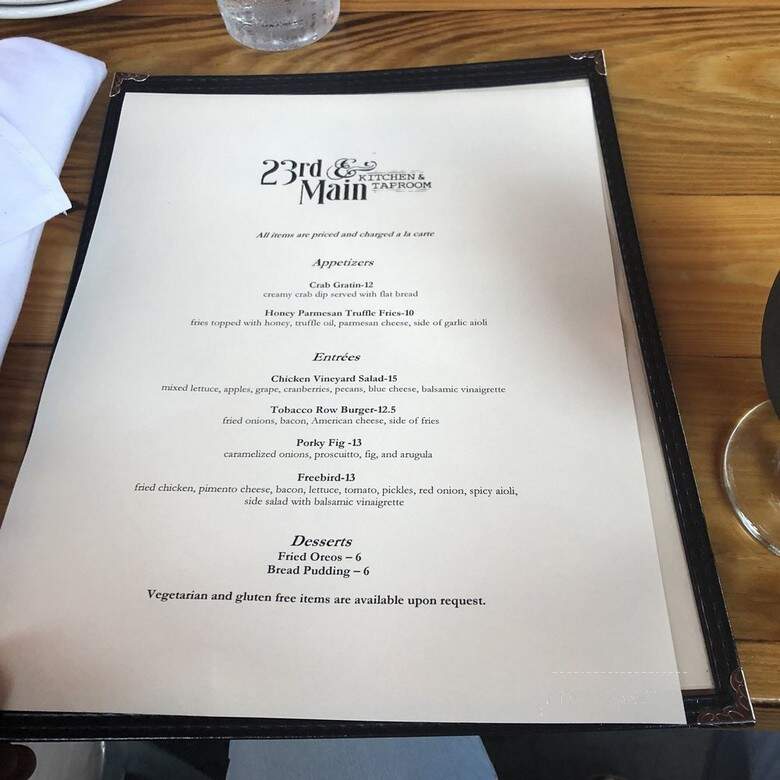 23rd & Main - Richmond, VA menu_pic
