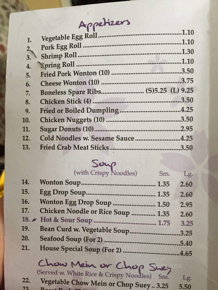 Fu Lin - Radford, VA menu_pic