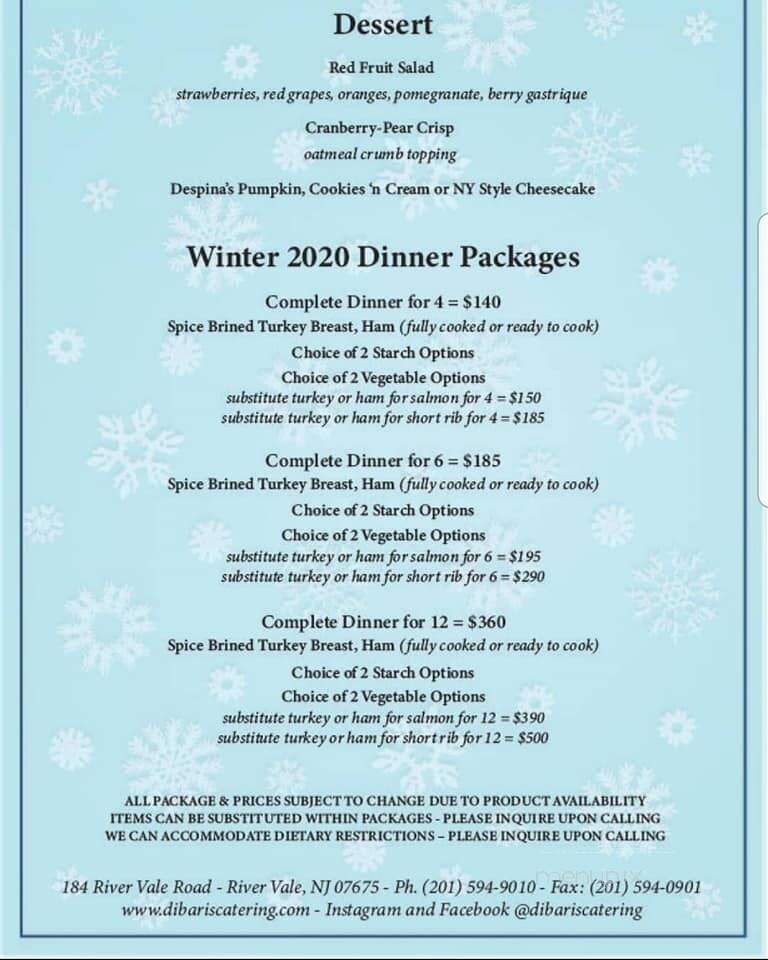 DiBari's Catering - Rivervale, NJ menu_pic