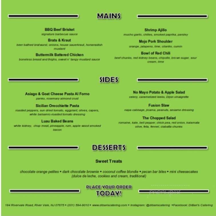 DiBari's Catering - Rivervale, NJ menu_pic
