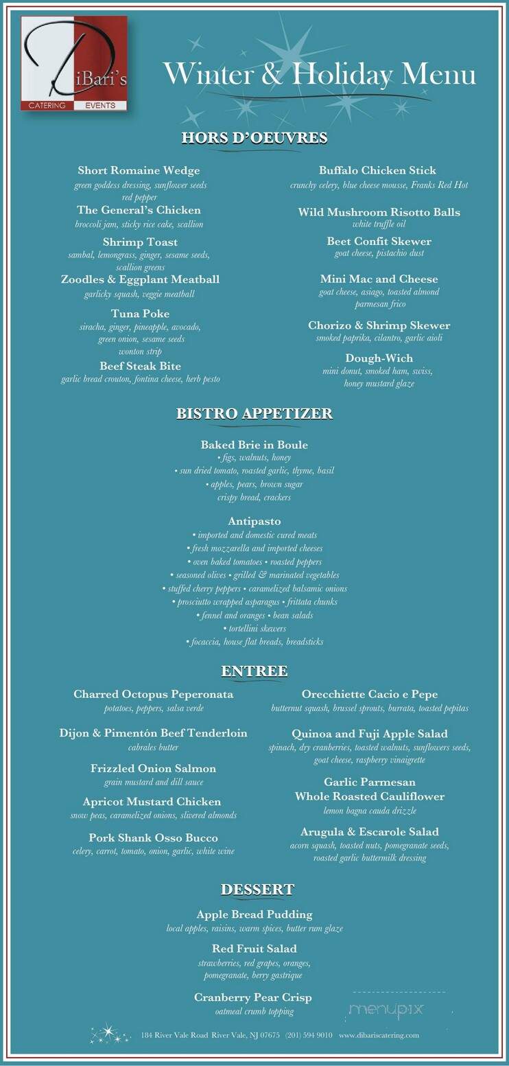 DiBari's Catering - Rivervale, NJ menu_pic