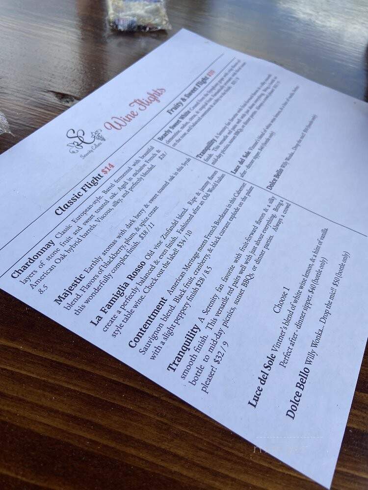 Serenity Cellars Winery - Cleveland, GA menu_pic