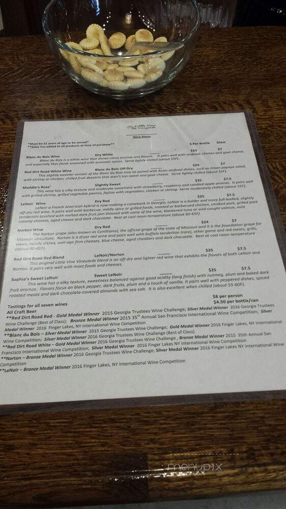 Little Vine Vineyards and Winery - Villa Rica, GA menu_pic