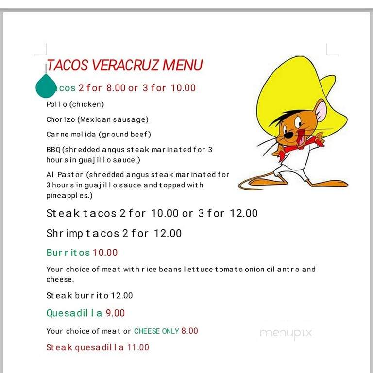 Tacos Veracruz - Boynton Beach, FL menu_pic
