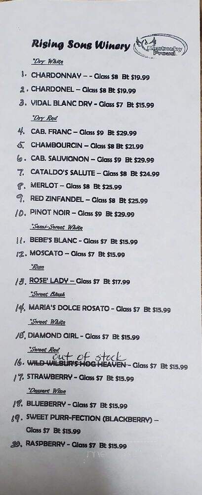 Rising Sons Home Farm Winery - Lawrenceburg, KY menu_pic