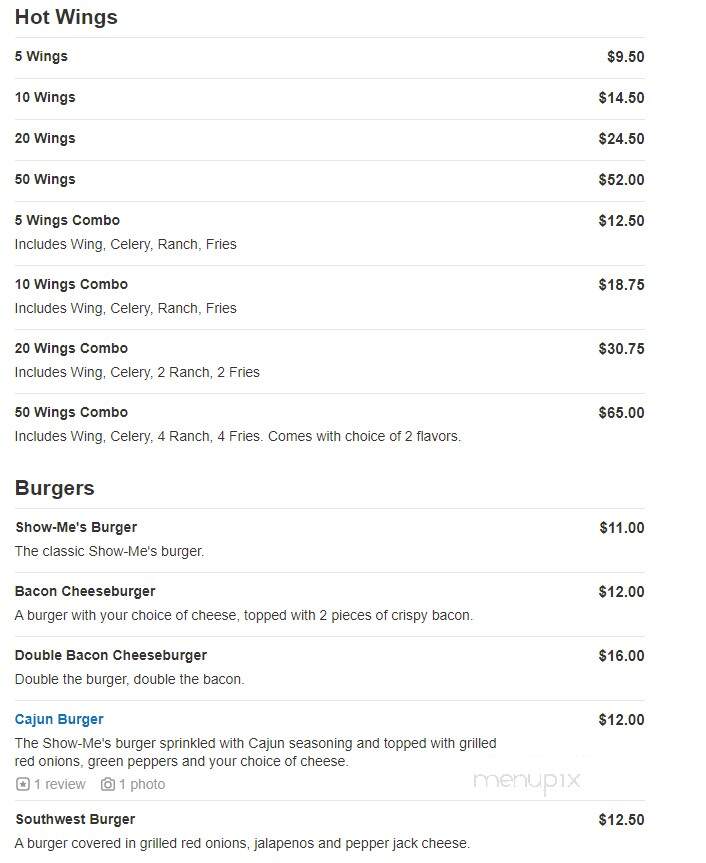 Show-Me's - Terre Haute, IN menu_pic