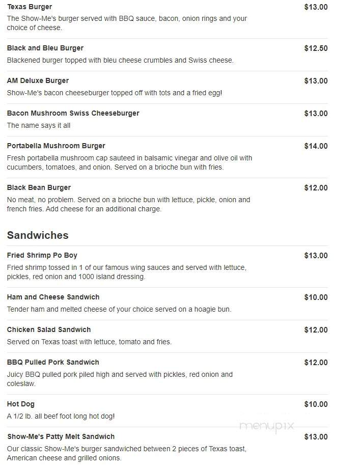 Show-Me's - Terre Haute, IN menu_pic