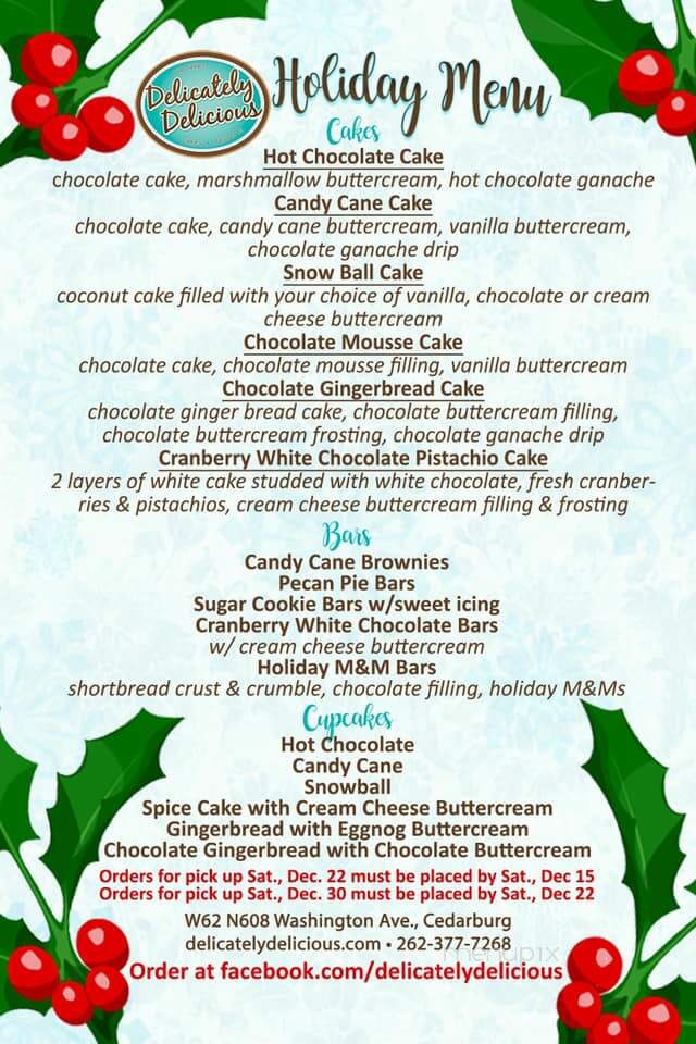 Delicately Delicious - Cedarburg, WI menu_pic