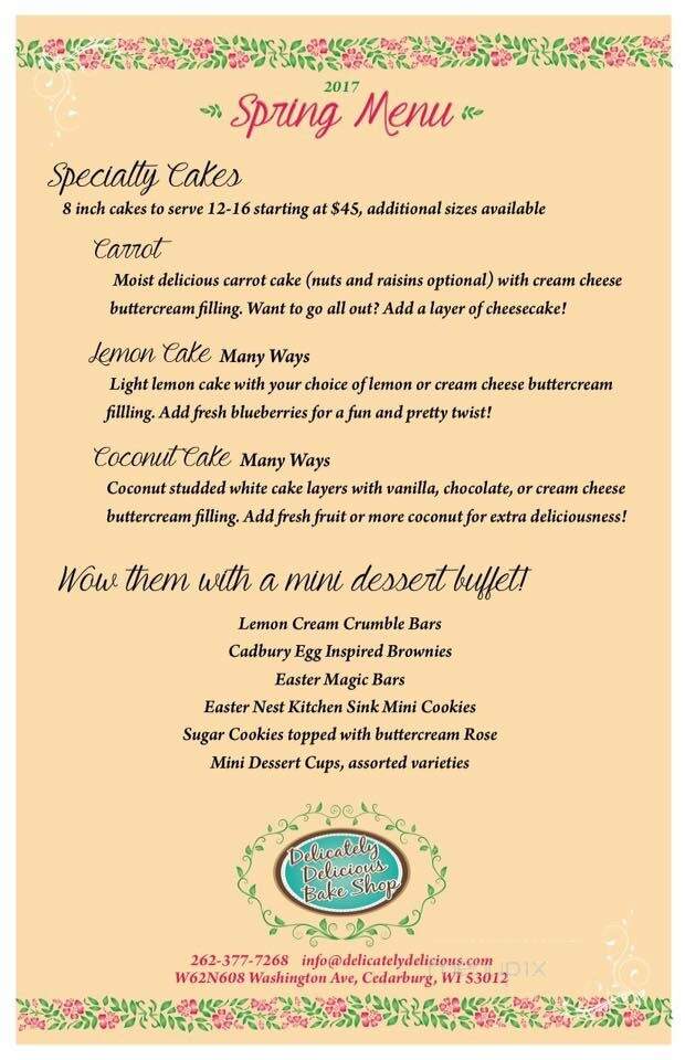 Delicately Delicious - Cedarburg, WI menu_pic