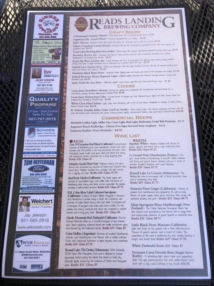 Reads Landing Brewing Company - Reads Landing, MN menu_pic