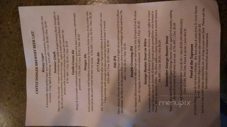 Castle Danger Brewery - Two Harbors, MN menu_pic
