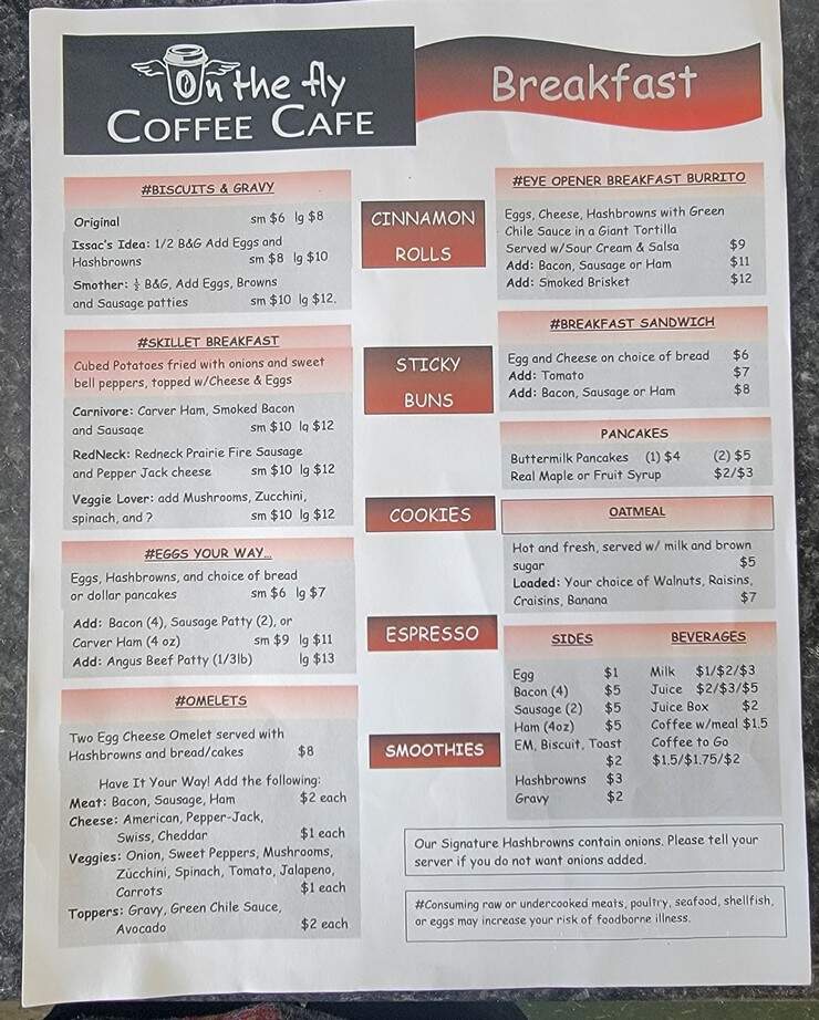 On The Fly - Fortine, MT menu_pic