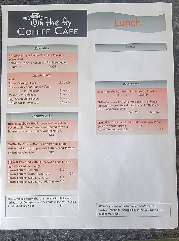 On The Fly - Fortine, MT menu_pic