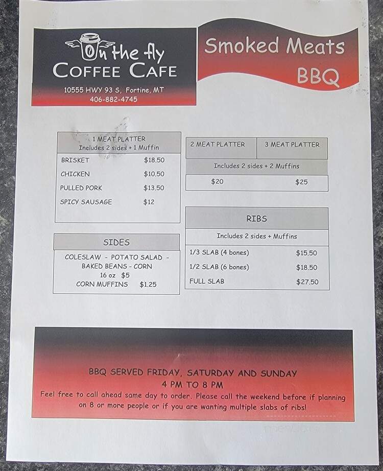 On The Fly - Fortine, MT menu_pic