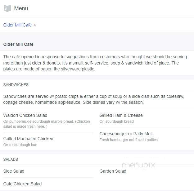 Dunn's Cider Mill - Belton, MO menu_pic