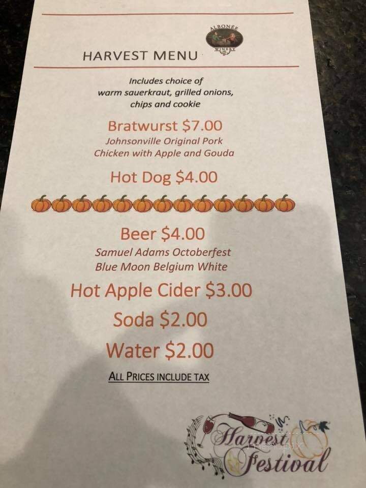 Albonee Country Inn and Vineyards - Independence, MO menu_pic