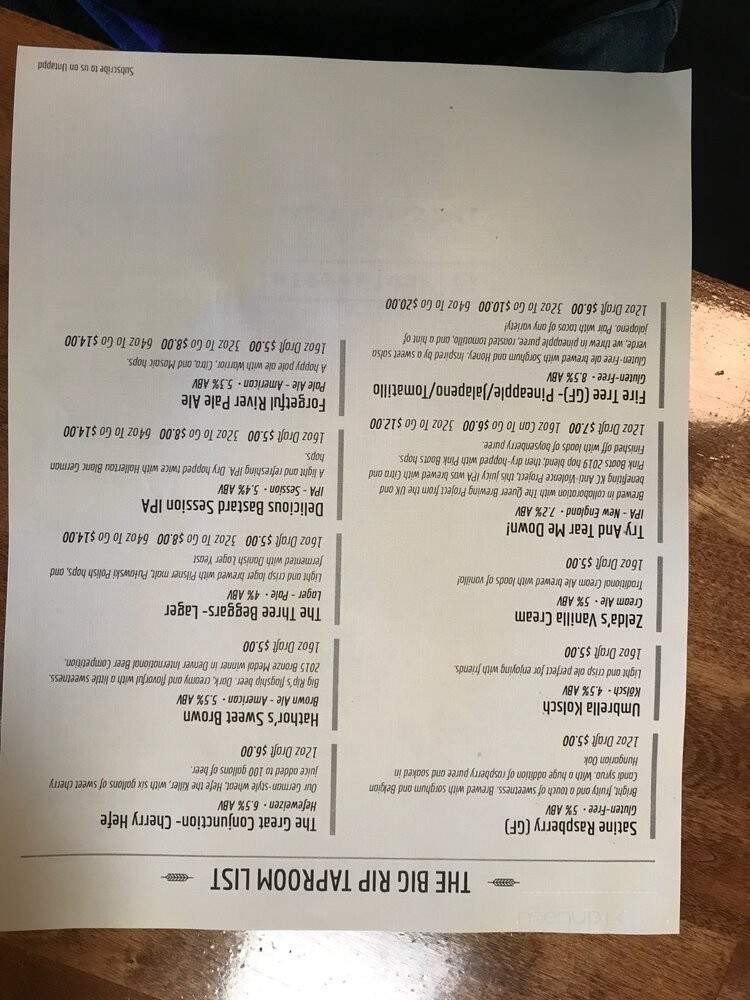 The Big Rip Brewing Company - North Kansas City, MO menu_pic