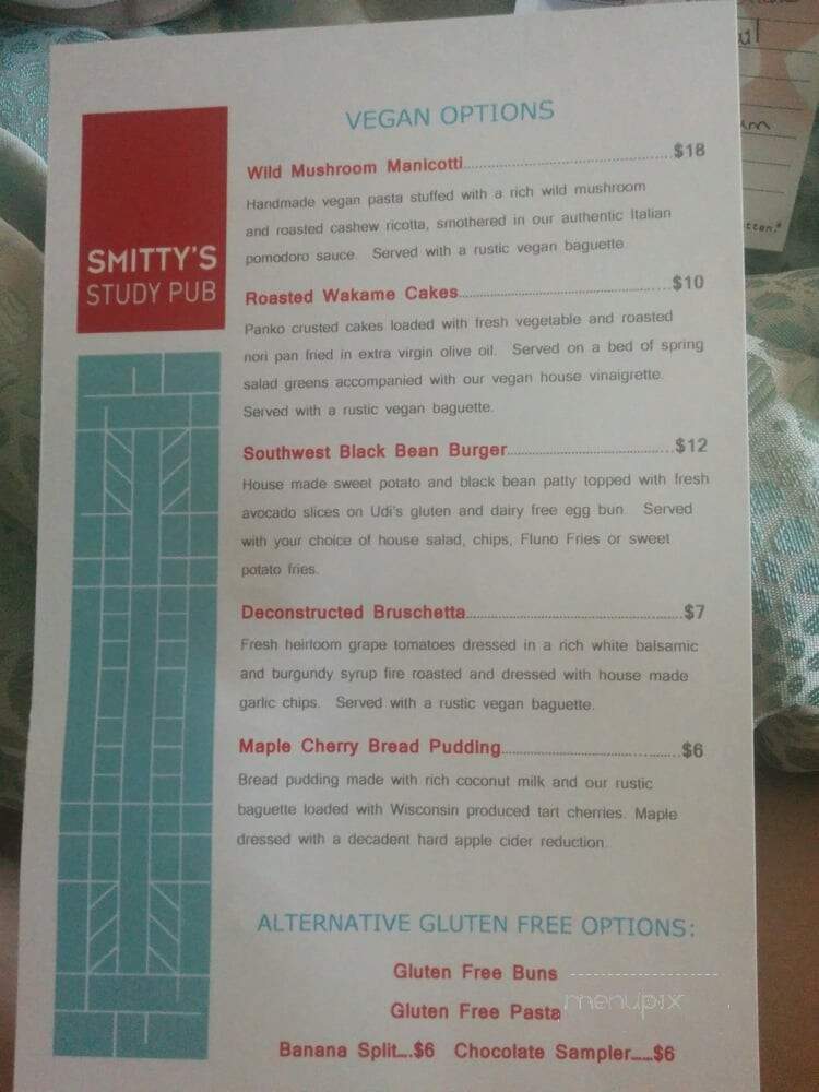 Smitty's Study Pub - Madison, WI menu_pic