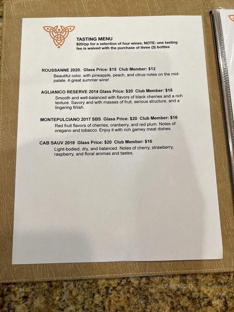 San Martino Winery - Lavon, TX menu_pic