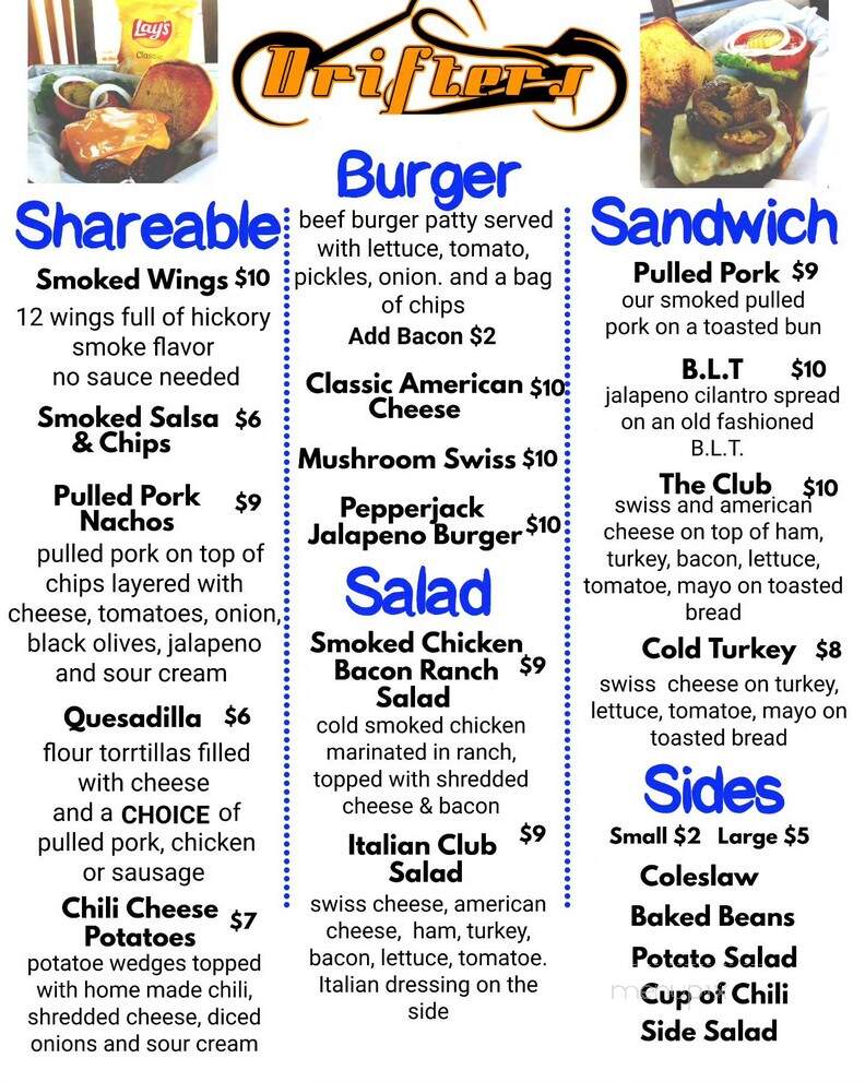 Drifters Ice House - Richards, TX menu_pic