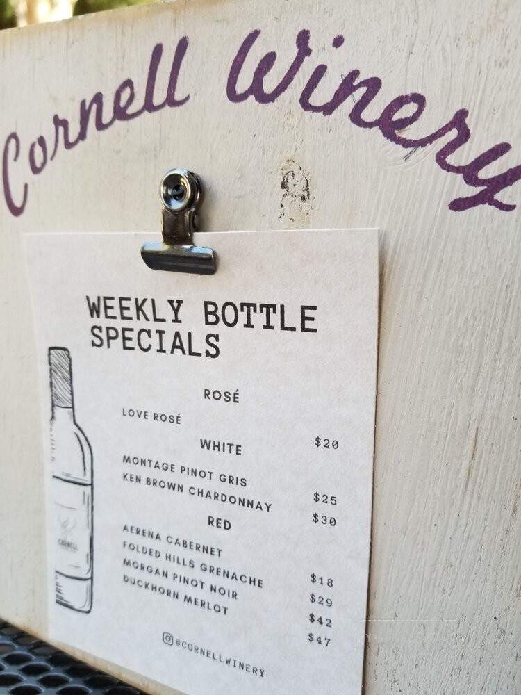 Cornell Winery and Tasting Room - Agoura Hills, CA menu_pic
