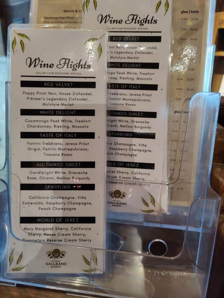 Galleano Winery - Mira Loma, CA menu_pic