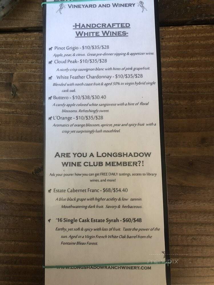 Longshadow Ranch Vineyard And Winery - Temecula, CA menu_pic