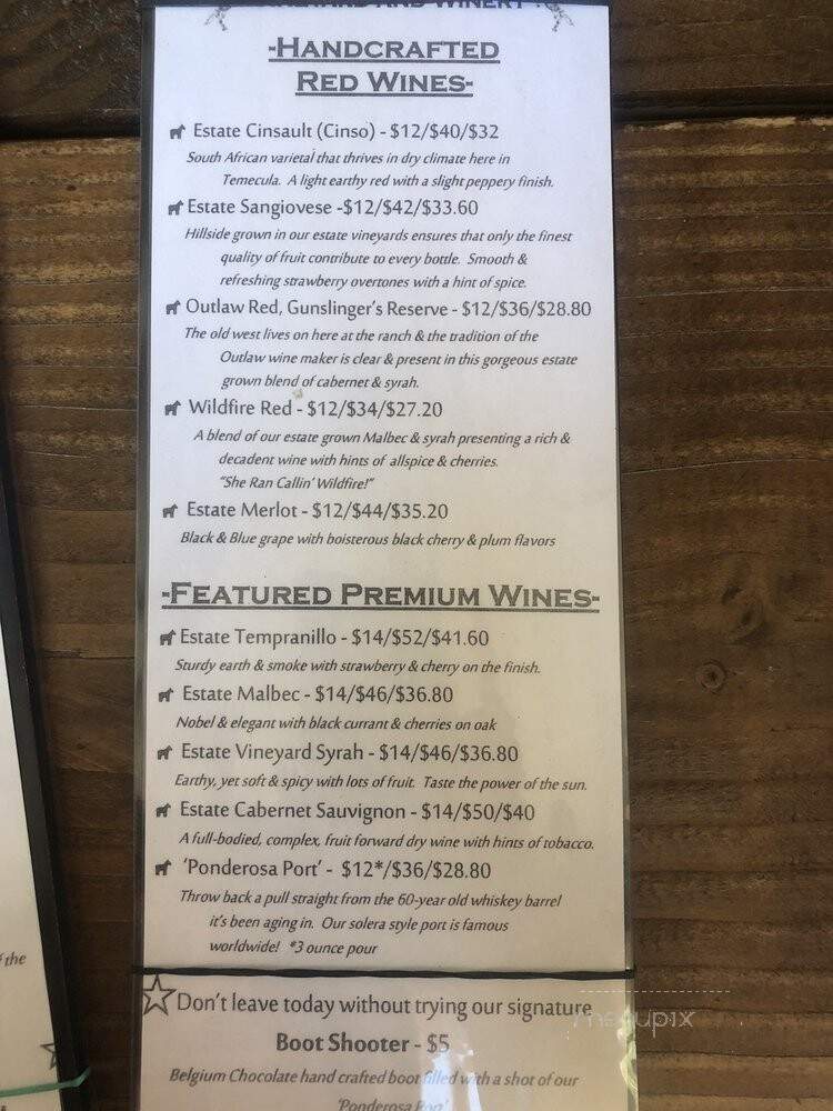 Longshadow Ranch Vineyard And Winery - Temecula, CA menu_pic