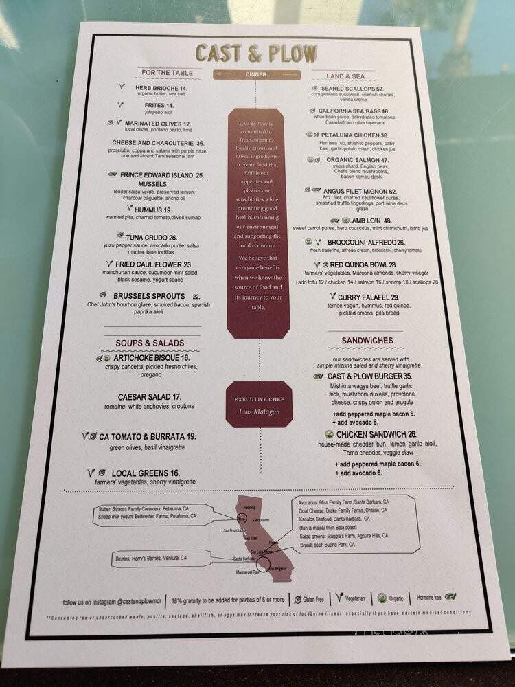 Cast & Plow - Marina del Rey, CA menu_pic