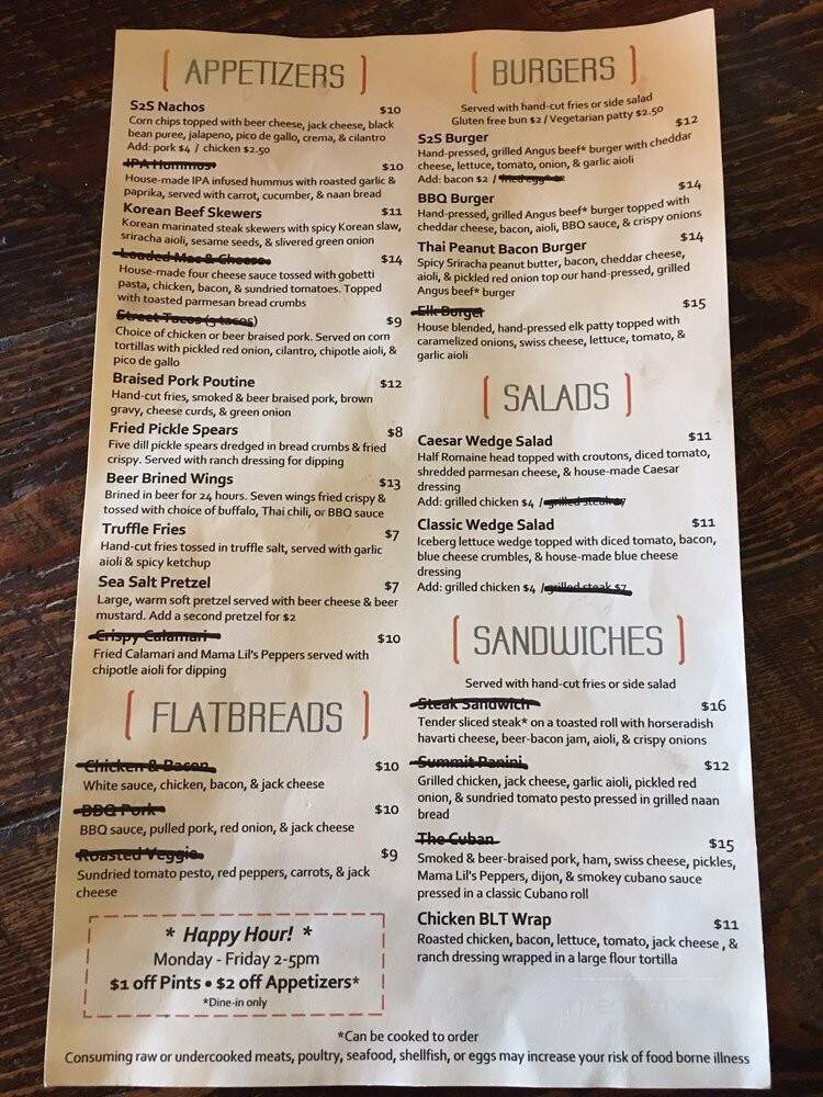 Sound To Summit Brewing - Snohomish, WA menu_pic