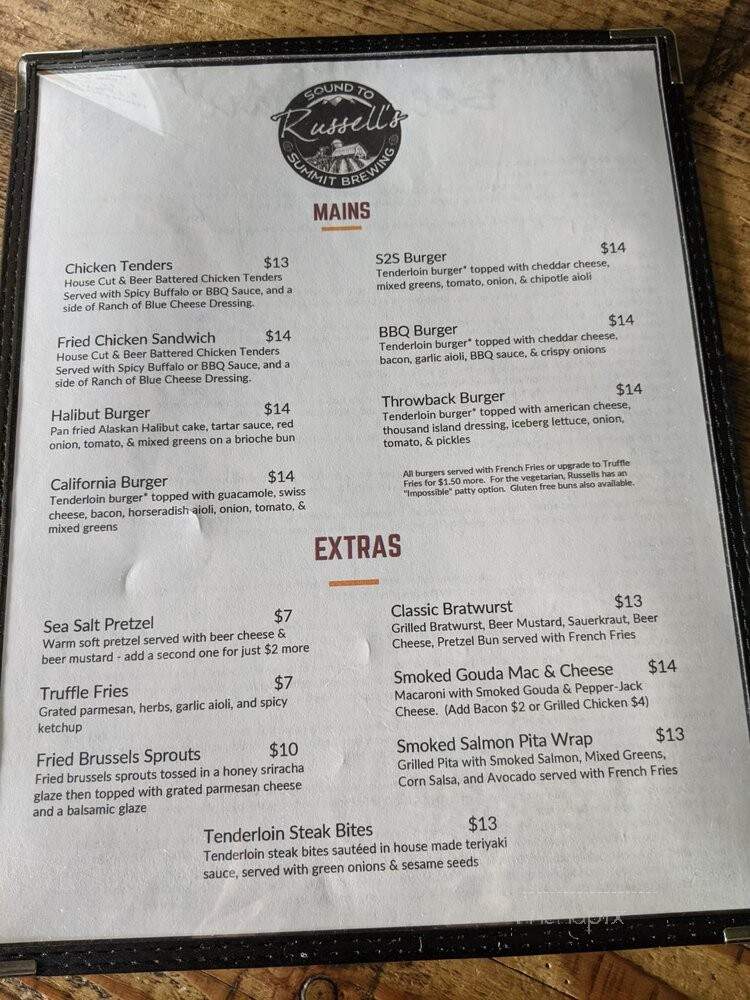 Sound To Summit Brewing - Snohomish, WA menu_pic