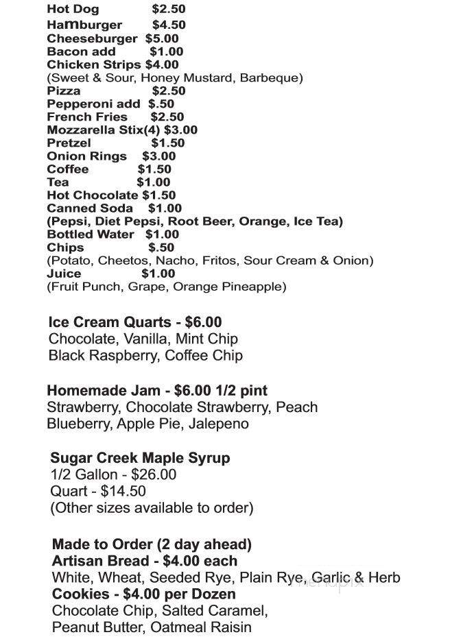Wahoo Ice Cream Shop - Tyler Hill, PA menu_pic