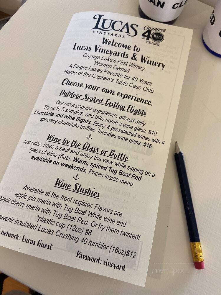 Lucas Vineyards Winery - Interlaken, NY menu_pic