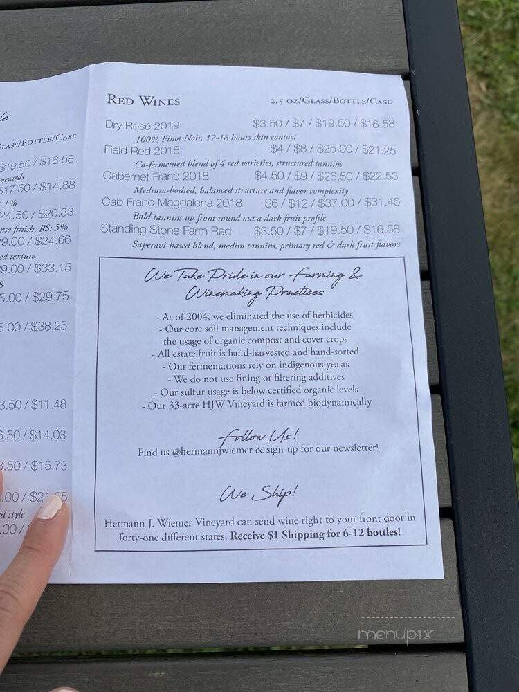 Hermann J. Wiemer Vineyard - Dundee, NY menu_pic