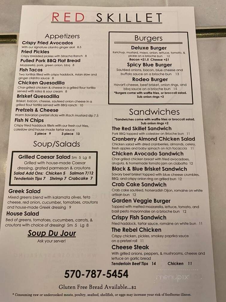 Red Skillet - Wellsboro, PA menu_pic