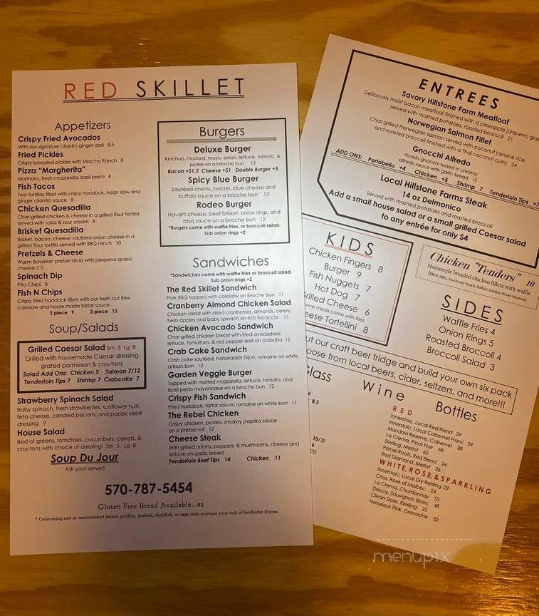 Red Skillet - Wellsboro, PA menu_pic