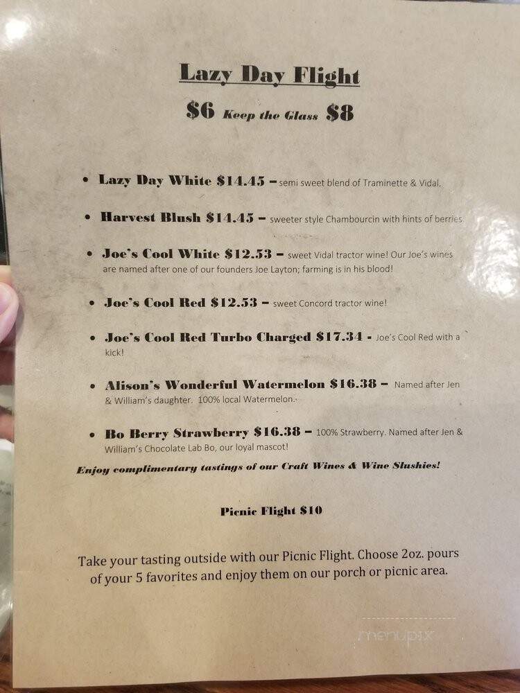 Layton's Chance Vineyard & Winery - Vienna, MD menu_pic