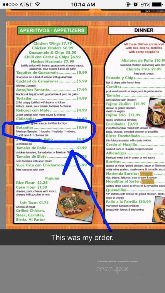 Hacienda Don Juan - Worcester, MA menu_pic