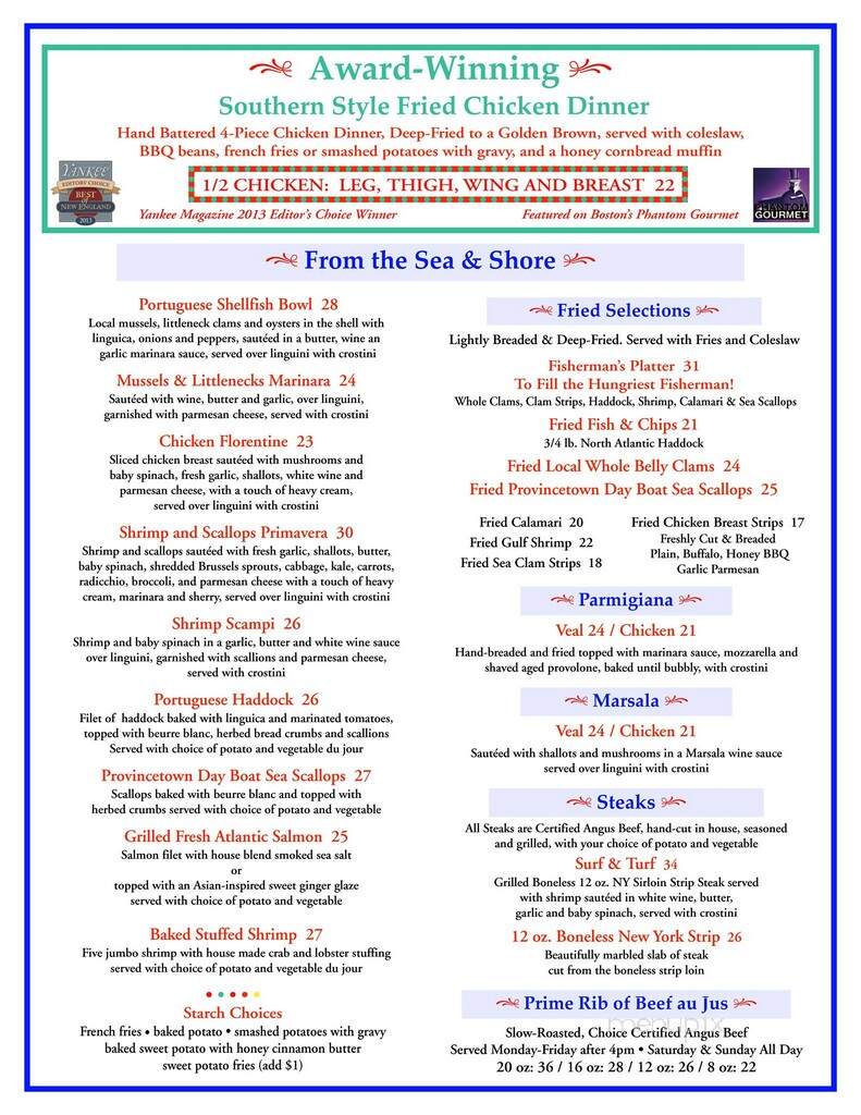 Russ and Marie's BBQ & Seafood Restaurant - Wellfleet, MA menu_pic