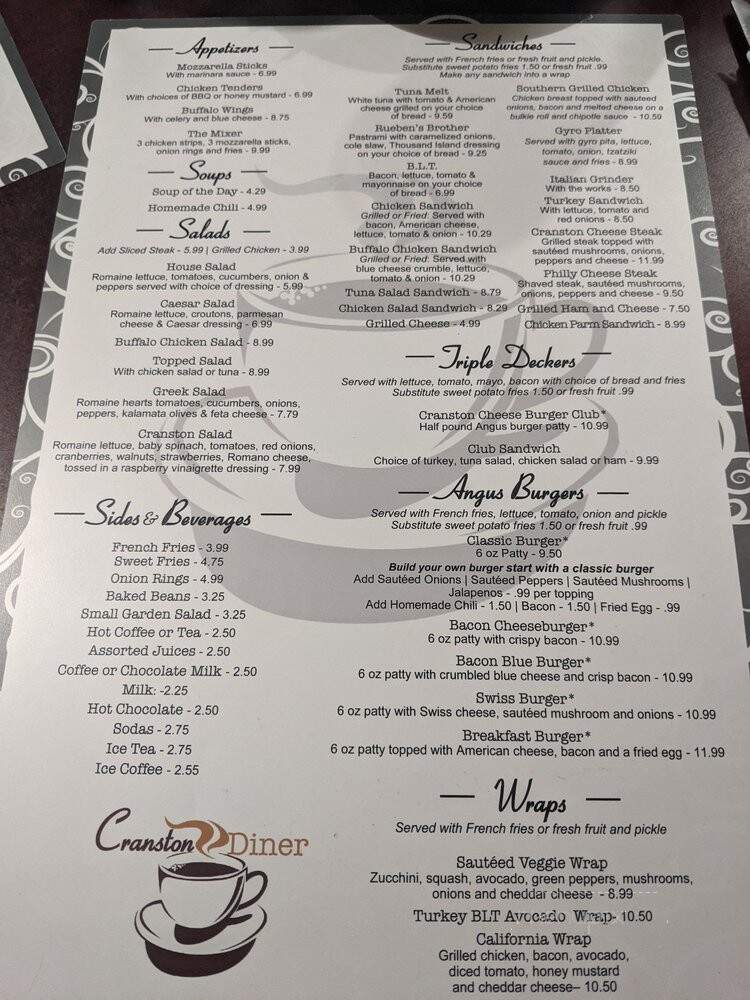 Miss Cranston Diner - Cranston, RI menu_pic
