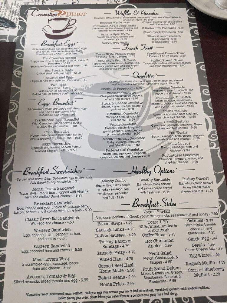 Miss Cranston Diner - Cranston, RI menu_pic