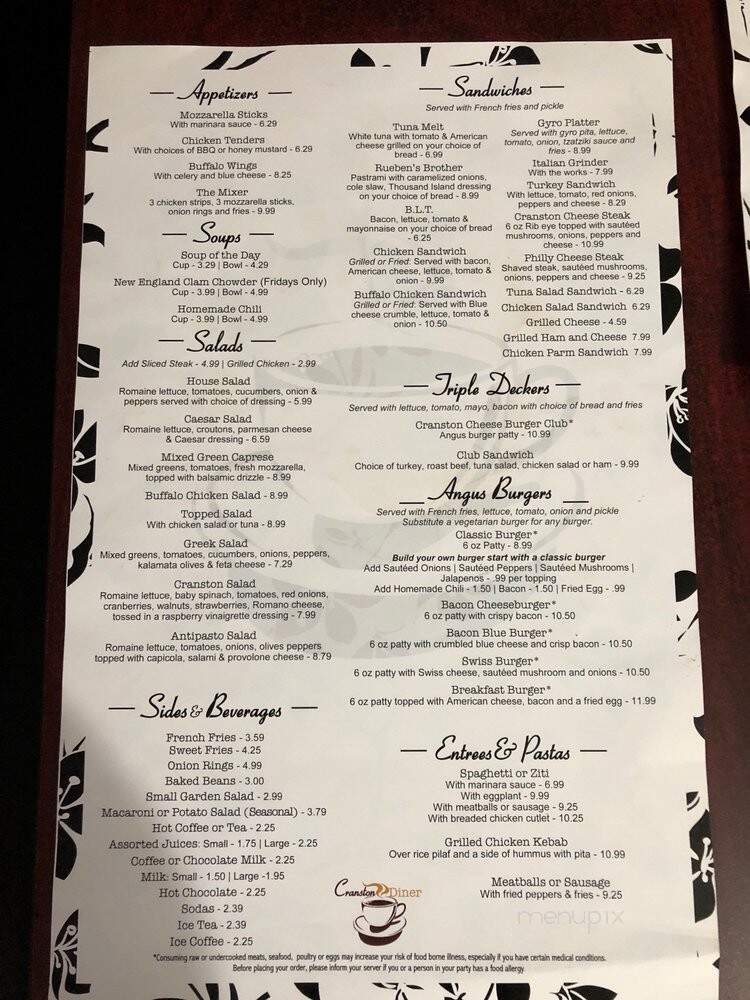 Miss Cranston Diner - Cranston, RI menu_pic